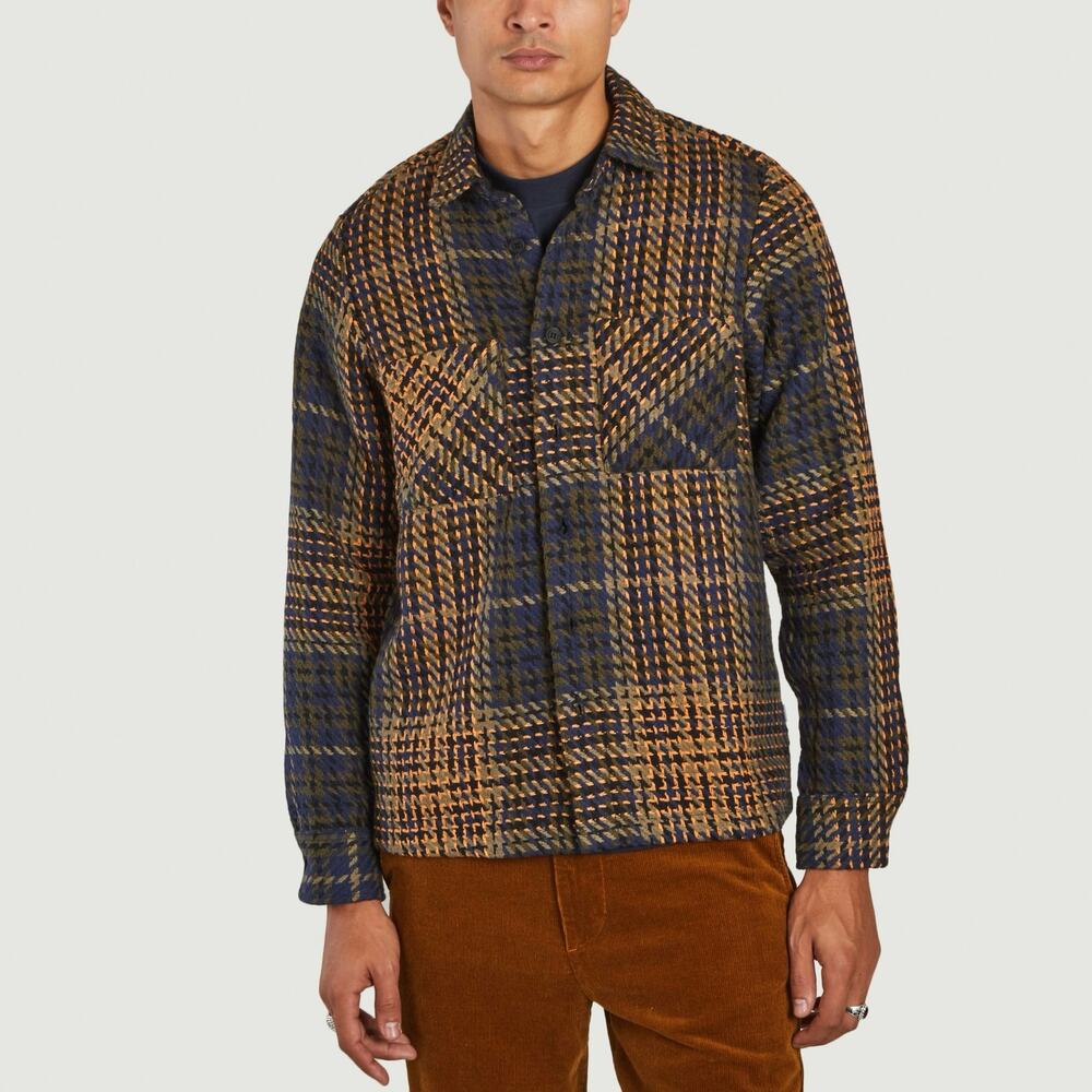 Nwot WAX LONDON Jacket Shacket Shirt L Plaid Tweed Knit Button-Up Long-Sleeve